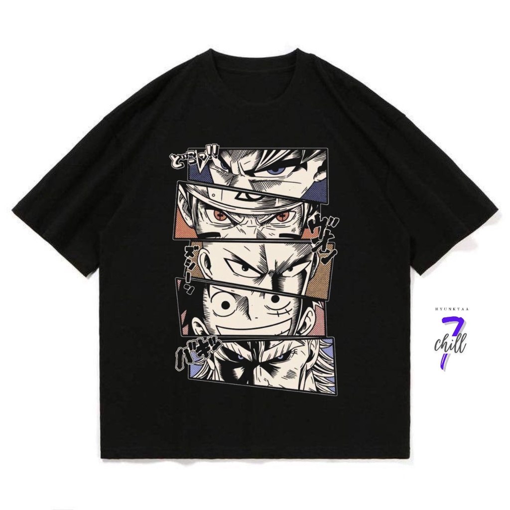 เสื้อยืด ONE PIECE ANIME ALL CHARACTERS | เสื้อยืดญี่ปุ่น ANIME | เสื้อยืดสีพื้น | เสื้อสีดํา