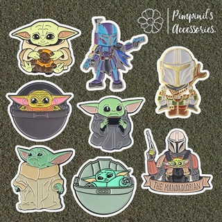 🇹🇭 พร้อมส่ง : เข็มกลัดเซ็ทโยดาและแมนดาลอเรี่ยน สตาร์วอร์ส | Baby Yoda &amp; Mandalorian ( Starwars ) Enamel Brooch Pin Set.