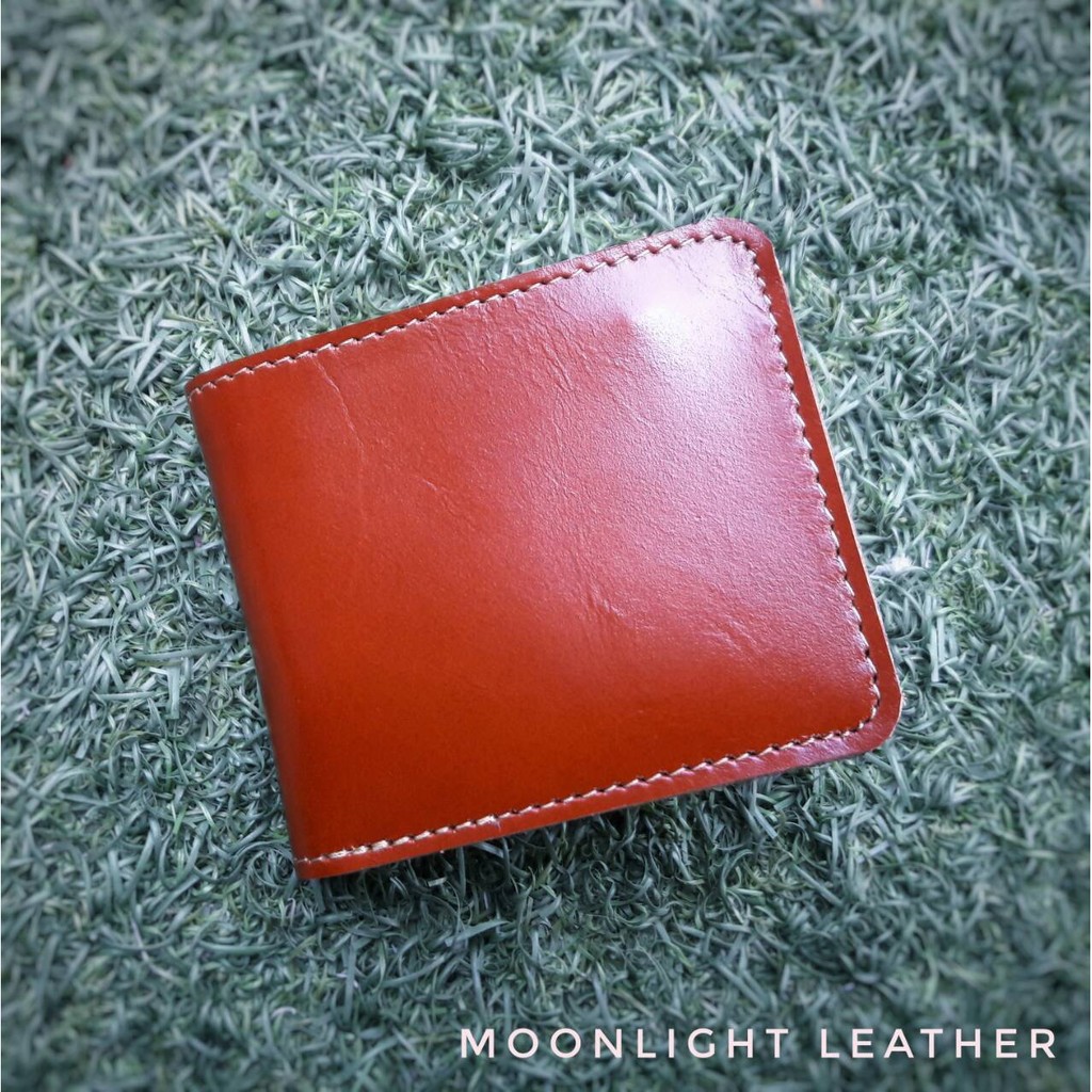 กระเป๋าตังค์หนังแท้ 100% หนังวัวทั้งใบ แฮนด์เมด แบรนด์ MOONLIGHT สีน้ำตาลอ่อน ทนทานมาก ลดราคา พร้อมกล่องเป็นของขวัญได้