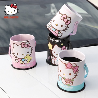 ถังขยะ อเนกประสงค์ กันน้ํา ลายการ์ตูน Hello kitty สําหรับรถยนต์