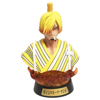 hot🔥 One Piece Wano Country Kimono Bust Sanji Seven-color Illuminated Q Version Doll Model Figure Hand-made Decoration