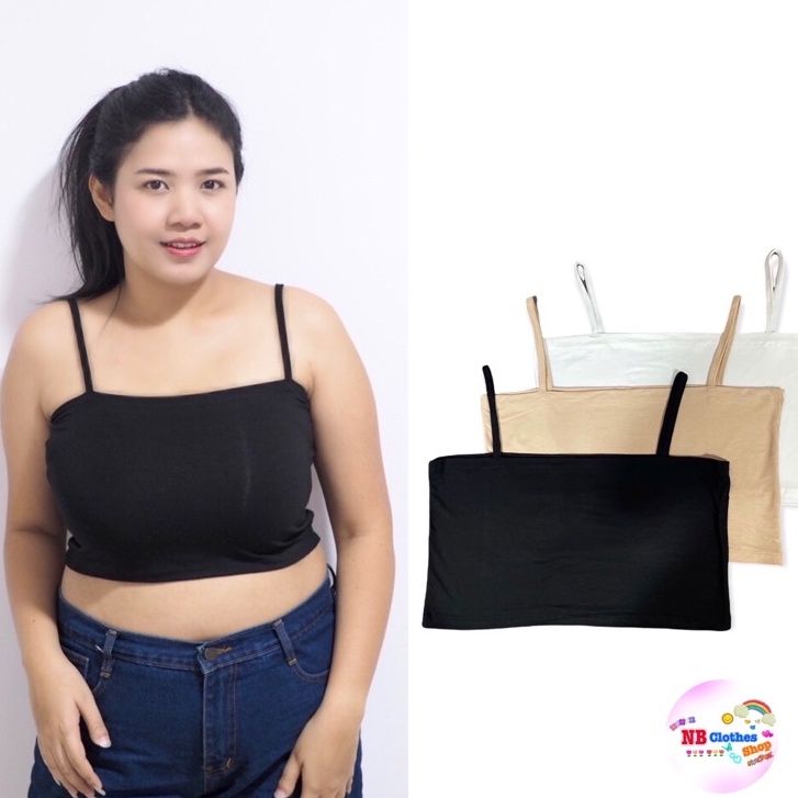 เสื้อสายเดี่ยวสาวอวบ ซับใน (ไม่มีฟองน้ำ) Size : (XXL+) อก 40-48 นิ้ว และ Size :(L) อก 32-40 นิ้ว สายเดี่ยวตัดตรงครึ่งตัว