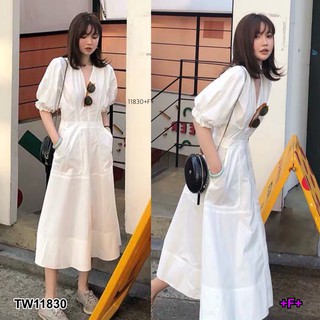 SS11830 Maxi Dress แม็กซี่เดรส คอวี แขนตุ๊กตา