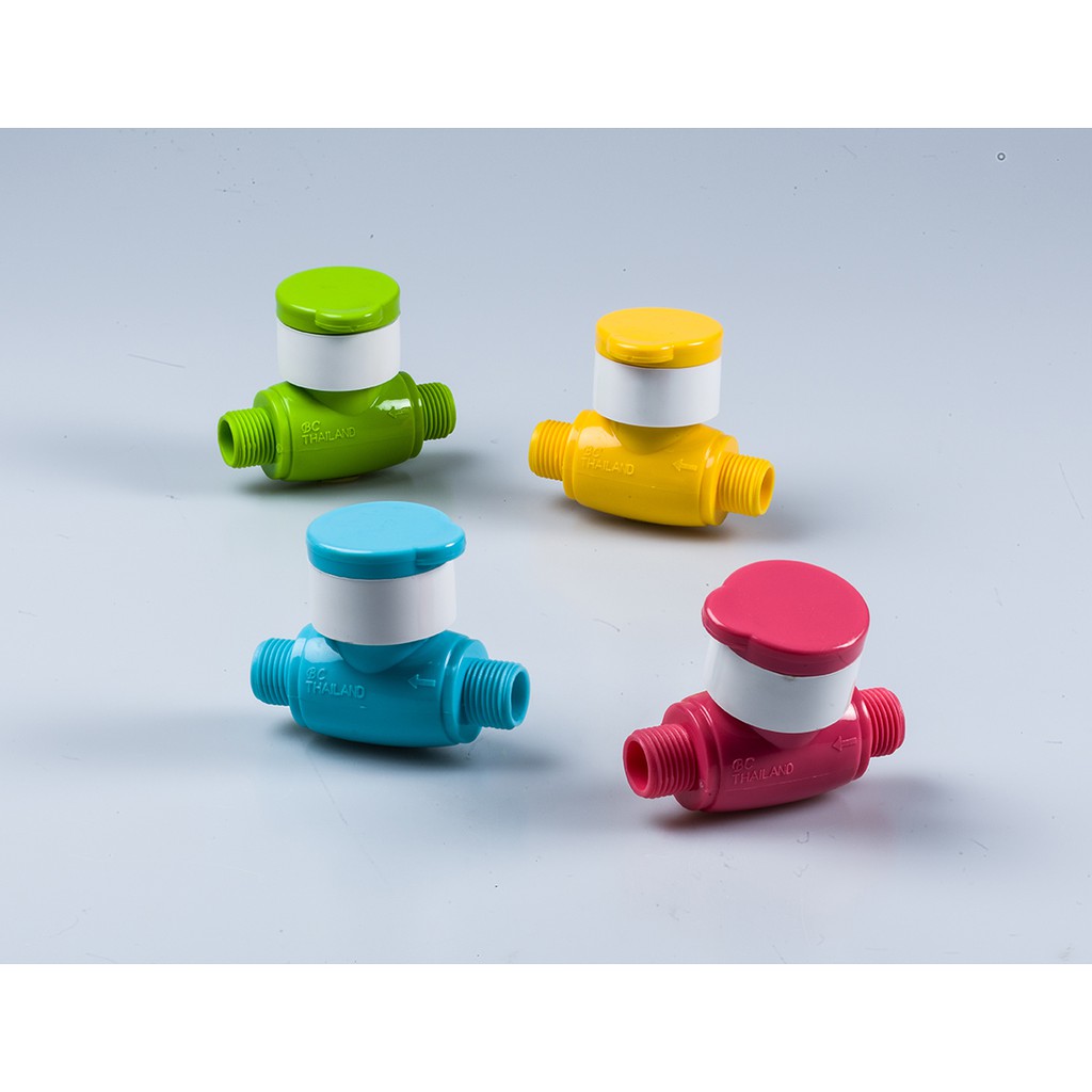 บอลวาล์ว รุ่นหนาพีพี (ผผ) ปิด-เปิดระบบเซรามิควาล์ว ทนแรงดัน ขนาด1/2"x1/2" ผลิตในประเทศไทย(ตัวสีล้วน)