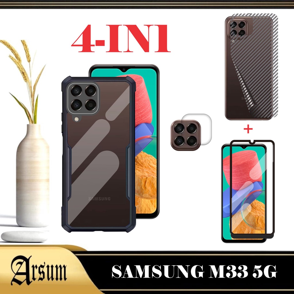 เคส SAMSUNG M33 5G SAMSUNG A14 5G เคส Softcase ใส SAMSUNG M33 5G แพ็คเกจ 4IN1