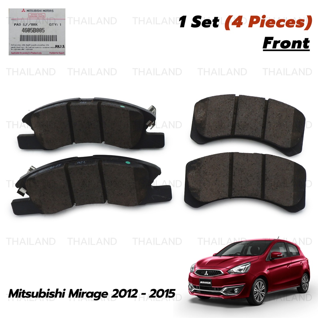 ผ้าเบรค ผ้าดิสเบรค ผ้าเบรค ของแท้ สีดำด้าน สำหรับ Mitsubishi Mirage G4 Hatchback,Attrage Sedan ปี 20