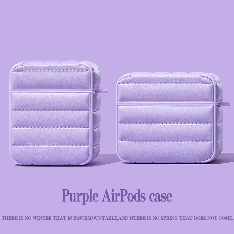 Elegant สีม่วงลงแจ็คเก็ตการสร้างแบบจําลองป้องกันกรณีสําหรับ AirPods4 กรณีหูฟังป้องกันสําหรับ AirPods3 หูฟังป้องกันกรณีใช้งานร่วมกับ AirPodsPro กรณี AirPods2gen กรณี