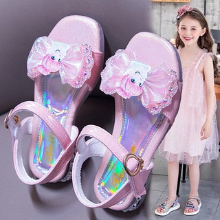 รองเท้าเด็กผู้หญิง。รองเท้าเด็ก。 Girls Sandals 2022 New Little Girl Fashion Sequins Princess Shoes ฤดูร้อนรองเท้า Soft