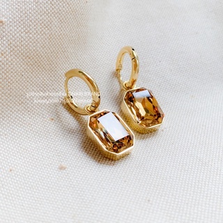 FAV TINARI 56 white brown champagne cz diamond gold earring hoops ต่างหู เพชร ทอง ออกงาน