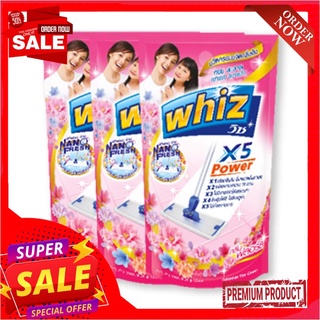 วิซ น้ำยาถูพื้น สูตรเข้มข้นX5 กลิ่นฟลอรัล ชนิดถุงเติม 800 มล. แพ็ค 3 ถุงWhiz X5 Floor Cleaner Pink 800 ml