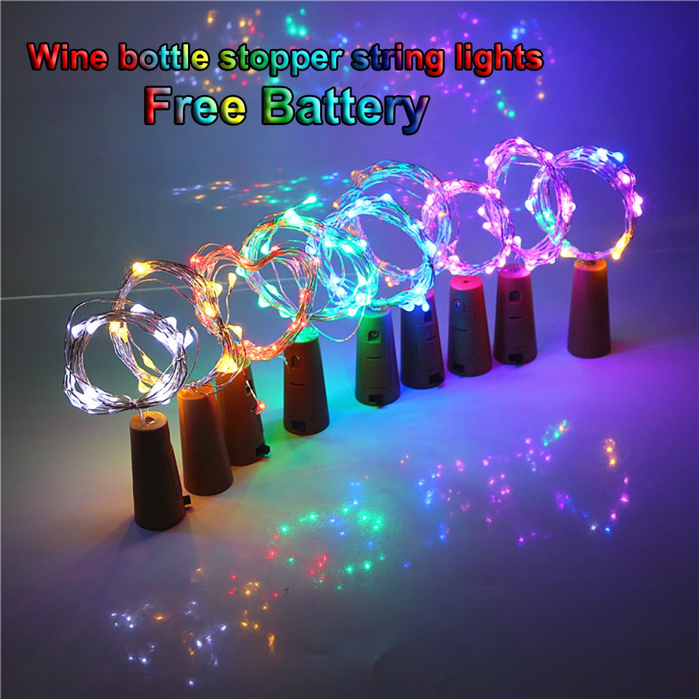 2M 20LEDs ขวดไวน์สีสันสดใส Cork รูปร่างไฟ Night Fairy String Light โคมไฟไฟคริสต์มาสตกแต่ง 2026 ของขวัญปีใหม่