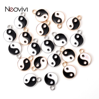 10pcs 7x11mm เคลือบ Tai Chi Charms ทองเงินจี้สำหรับเครื่องประดับทำ DIY สร้อยคอสร้อยข้อมือต่างหู Accessories