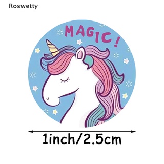 Roswetty 500pcs/lot Unicorn Candy Bag Sticker Unicorn  Sealing Paste Box Stickers Packet VN