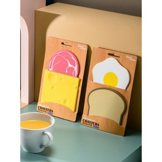 《lollipop_sweethome》🚛🚚🚛พร้อมส่ง!!! Breakfast Cup Mat เซตแผ่นรองแก้ว ☕ ชุดอาหารเช้า🍳