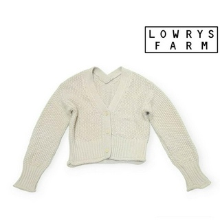 เสื้อคลุมไหมพรมถักกระดุมหน้าสีครีมเบจ แบรนด์ LOWRY FARM