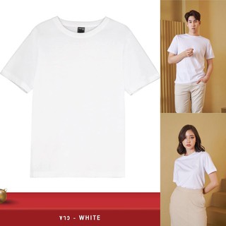 ขาว (WHITE) -YuenPuen เสื้อยืดเปล่า เสื้อยืดคอกลม เสื้อยืดสีพื้นสีพื้น ไม่ยืด ไม่ย้วย ผ้านุ่ม