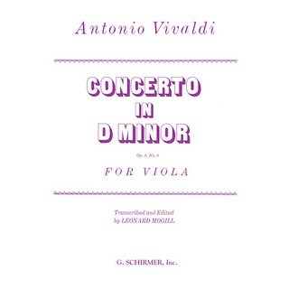 CONCERTO IN D MINOR, OP. 3, NO. 6 For viola and orchestra (piano reduction)