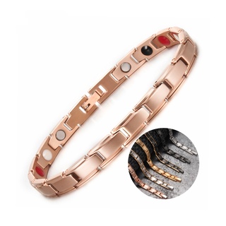 สร้อยข้อมือสแตนเลสแม่เหล็กเพื่อสุขภาพ Rose Gold สําหรับผู้หญิง