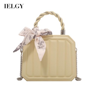 IELGY womens simple lock silk scarf chain messenger bag