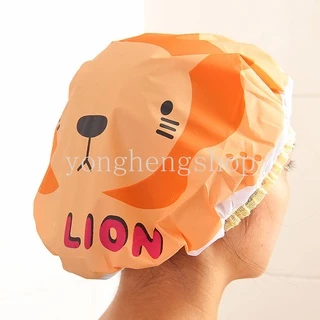 หมวกคลุมผมอาบน้ํา PVC ลายการ์ตูนสัตว์ กันน้ํา ใช้ซ้ําได้
