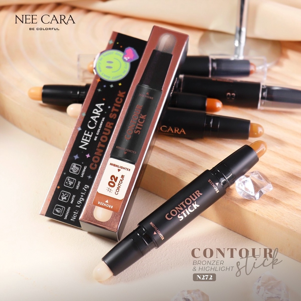 นีคารา คอนทัวว์ บรอนเซอร์ แอนด์ ไฮไลท์ สติ๊ก Nee Cara Contour Bronzer & Highlight Stick N272