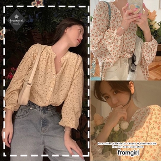 เชิ้ตแขนยาวลายดอกไม้สีหวาน (FR45669)