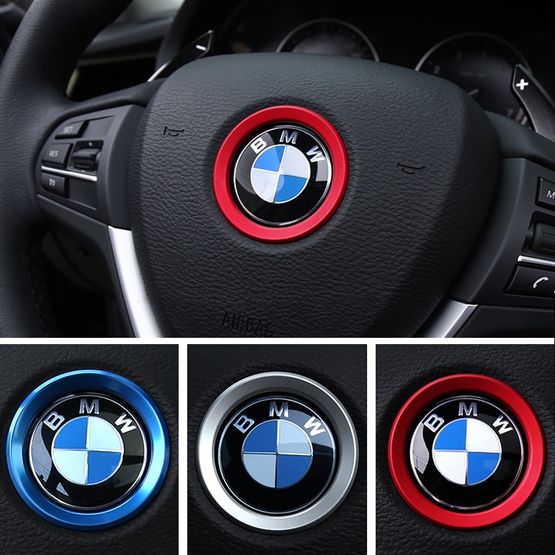 โลโก้รถ Trim แหวนสติกเกอร์สําหรับ BMW F10 F15 F20 F30 E46 E60 E90 E34 E36 E39 E83 Z4 X1 X3 X5 พวงมาลัยรถสติกเกอร์ตกแต่ง
