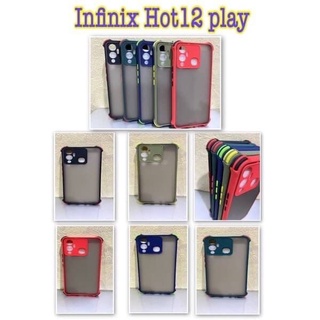 Infinix HOT 12Play CASE ขอบสี นิ่มสีพาสเทล แบบด้าน บาง ลดรอยนิ้ว คลุมกล้อง มีปุ่มกันกระแทก