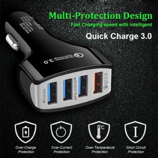 [115] อะแดปเตอร์ชาร์จไฟ บนรถยนต์  QC3.0 4-Port USB Quick Charger 4 USB Smart Fast Charging Car Charger Adapter