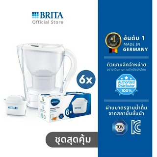 BRITA เหยือกกรองน้ำ รุ่น Marella COOL 2.4L สีขาว + (ไส้กรอง Pack 6)