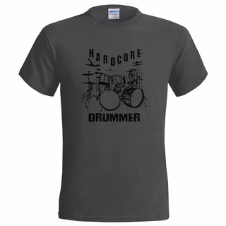 เสื้อยืดผ้าฝ้าย 100% พิมพ์ลายกลองวงร็อค HARDCORE DRUMMER MENS สําหรับผู้ชายสามารถปรับแต่งได้