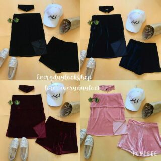 พร้อมส่ง 4สี เซตกำมะหยี่3ชิ้น