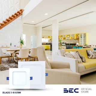 BEC (โปร 1 แถม 1) BLADE II-S 6.9W ดาวน์ไลท์ฝังฝ้า LED สี่เหลี่ยม รับประกัน 2 ปี แสงวอร์มไวท์,เดย์ไลท์