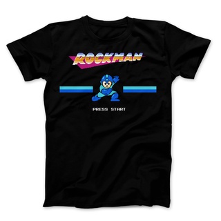 DRG เสื้อยืดพิมพ์ลายแฟชั่นเสื้อยืด พิมพ์ลาย Rockman Title Screen Video Games Mega Man สําหรับผู้ชาย