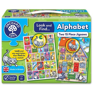 ORCHARD TOYS, LOOK &amp; FIND PUZZLES - ALPHABET จิ๊กซอว์สอน A-Z สุดคุ้ม ลิขสิทธิ์แท้ นำเข้าจากอังกฤษ ของเล่นเด็ก 3 ปีขึ้นไป