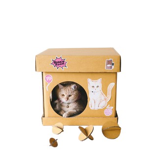 KAFBO CUBE THE GINGER CAT STICKER กล่องบ้านแมว สติ๊กเกอร์ลายแมวสีทอง