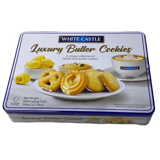 White Castle Luxury Butter Cookies ไวท์แคสเซิล บัทเตอร์คุกกี้ 360g รุ่น กล่อง สินค้านำเข้าจากมาเลเซี