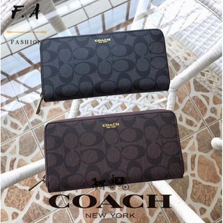 F.A (ของแท้ 100%) กระเป๋าสตางค์ผู้ชาย coach Mens Classic Leather Zipper Wallet / Clutch / Card Slots and Large 74597