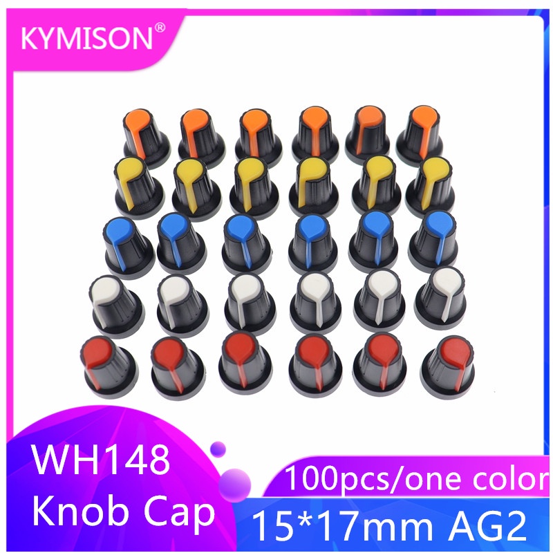 100 ชิ้น/20 ชิ้น WH148 potentiometer ลูกบิดหมวก 15X17 มม.6 มม.เพลาหลุม AG2 สีเหลืองสีส้มสีฟ้าสีขาวสีแดงหมวก