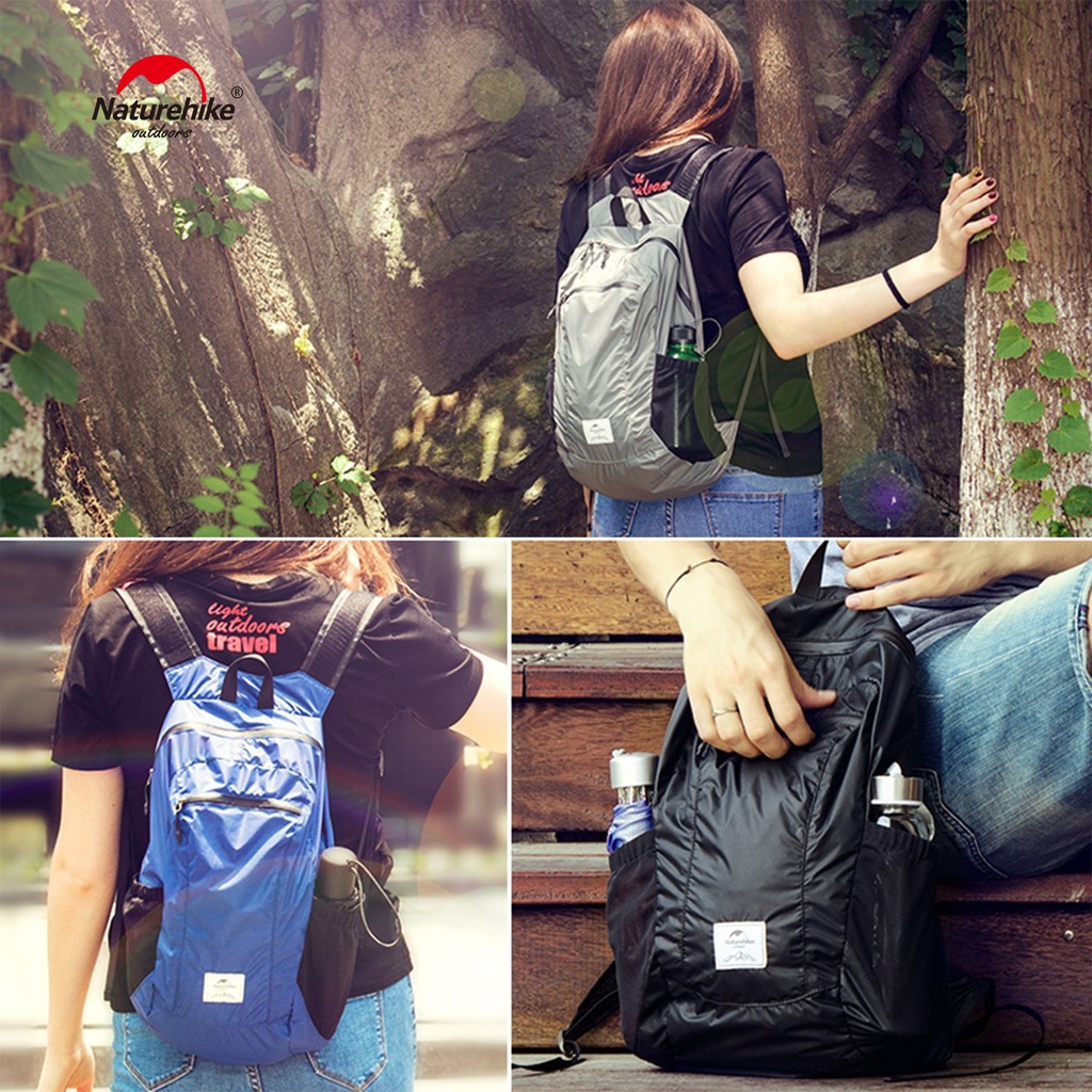 Naturehike กระเป๋าเป้สะพายหลังผ้าไนลอน พับเก็บได้ แบบกันน้ำ ขนาด 18 ลิตร