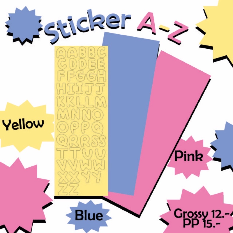 สติกเกอร์อักษร A-Z Color (ขาวมัน/PP)