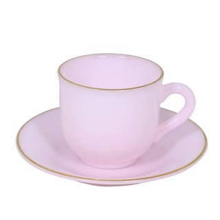 PEARL แก้วเนื้อมุก CP 60 - ถ้วยคัพสีชมพูพร้อมจานรอง (Pink cup with saucer)