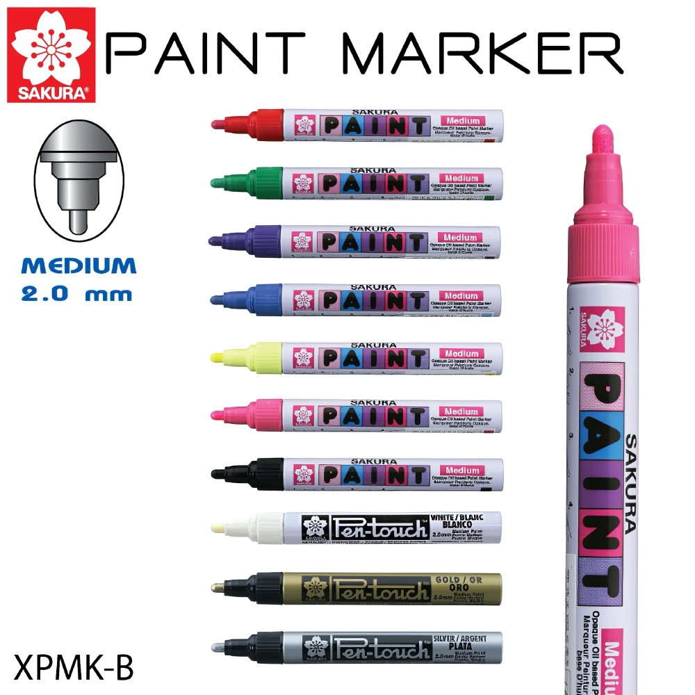 SAKURA ปากกาเพ้นท์ หัวใหญ่ 2 มิล ซากุระ (1 ด้าม) รหัส XPMK-B เขียนได้ทุกพื้นผิว ปากกามาร์คเกอร์ [S24