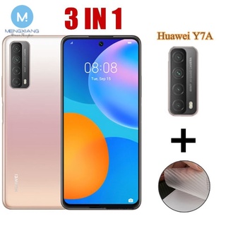 3 in 1 ฟิล์มกระจกนิรภัย ฟิล์มด้านหลัง ฟิล์มเลนส์กล้อง สําหรับ Huawei Y7A Y8P Y7P Y6P Y5P Y7 Y9S Y9 Prime 2019 2020 Nova 7 7i 7se 5T 3i