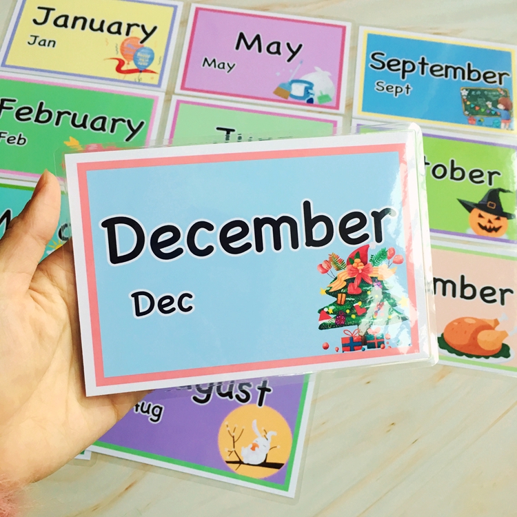 Early English Waterproof Flash Card Learing How To Spell Month