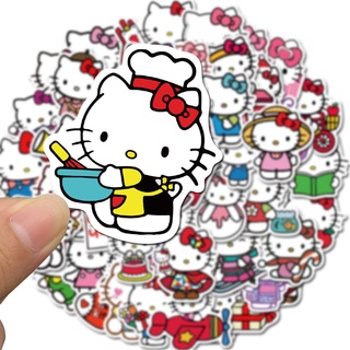 สติกเกอร์กระติกน้ําร้อน ลายการ์ตูน Hello Kitty กันน้ํา สําหรับติดตกแต่งโทรศัพท์มือถือ จํานวน 50 ชิ้น ต่อชุด