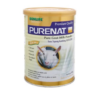 นมแพะ100% purenat goat milk ขนาด400g ปราศจากสารเคมี