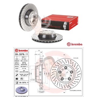 D09 C878 11 จานเบรค ล้อ R (ยี่ห้อ BREMBO) รุ่น HC PVT PORSCHE 911 (996/997/991) 3.6 3.8 S 4S ปี2003-2005