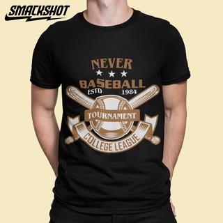 Smackshot เสื้อยืด คอกลม cotton 100% ลาย Never Baseball ผ้านุ่ม ใส่แล้วไม่ย้วย คุณภาพส่งออก เสื้อวินเทจ พร้อมส่ง