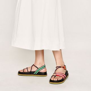 Two-Tone Grosgrain &amp; Rope Flatform Sandals